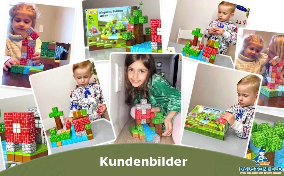 Magnetische Bausteine Set – 3D Pixel Bauspielzeug für Kinder ab 3 Jahren | Bausteinheld