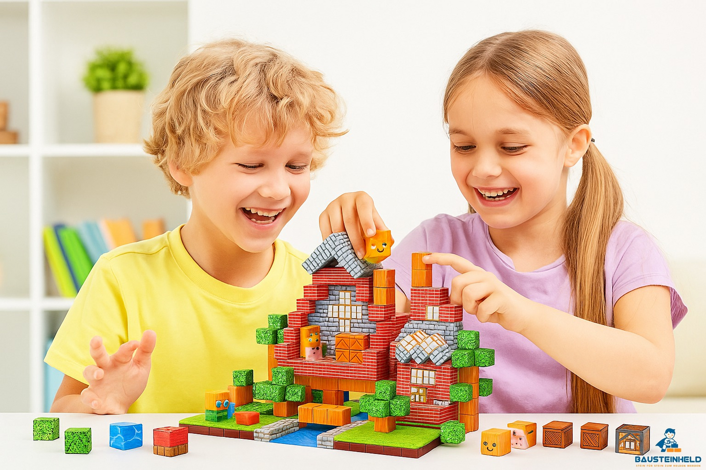 Magnetische Bausteine Set – 3D Pixel Bauspielzeug für Kinder ab 3 Jahren | Bausteinheld