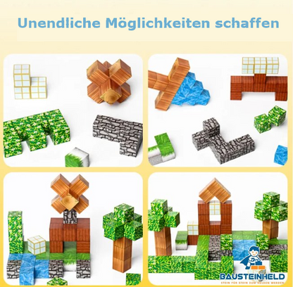 Magnetische Bausteine Set – 3D Pixel Bauspielzeug für Kinder ab 3 Jahren | Bausteinheld
