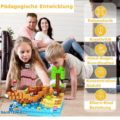 Magnetische Bausteine Set – 3D Pixel Bauspielzeug für Kinder ab 3 Jahren | Bausteinheld